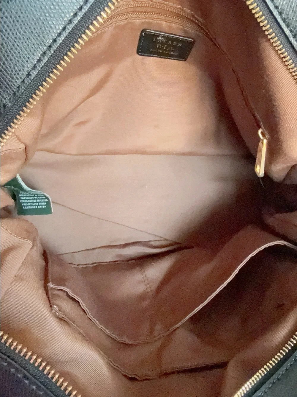 LRL Lauren Ralph Lauren Sabine Black Leather Satchel Purse